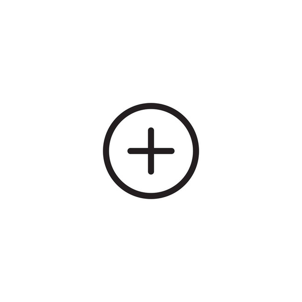 Přidat vektor ikon v módním stylu osnovy Symbol plus a kruh - upravitelný tah - Vektor, obrázek