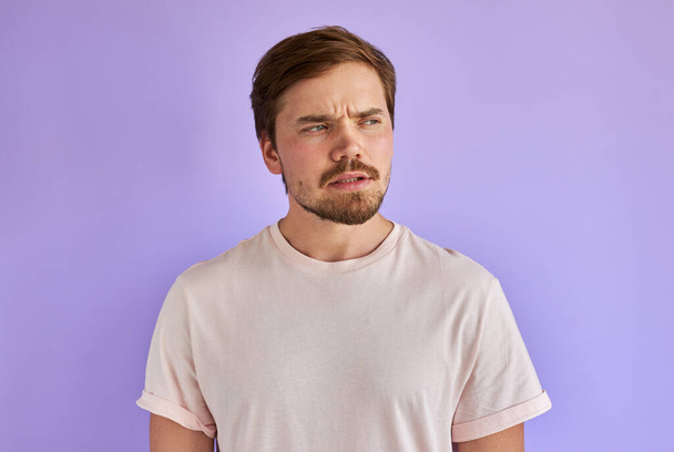 puzzled and confused man with beard isolated - Photo, image