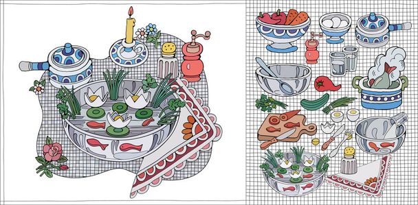 Home Cooking Stillleben Vektor Illustration. - Vektor, Bild