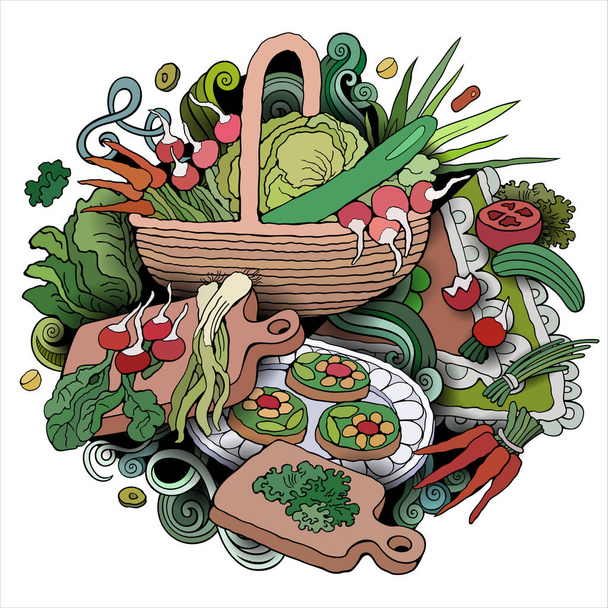 Food hand drawn vector doodles illustration - Vector, Image