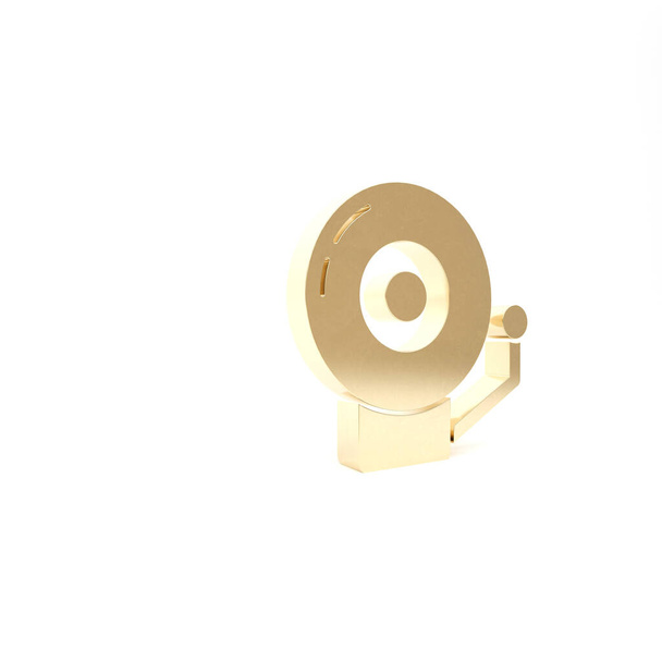 Gold Ringing alarm bell icon isolated on white background. Alarm symbol, service bell, handbell sign, notification symbol. 3d illustration 3D render - Photo, Image