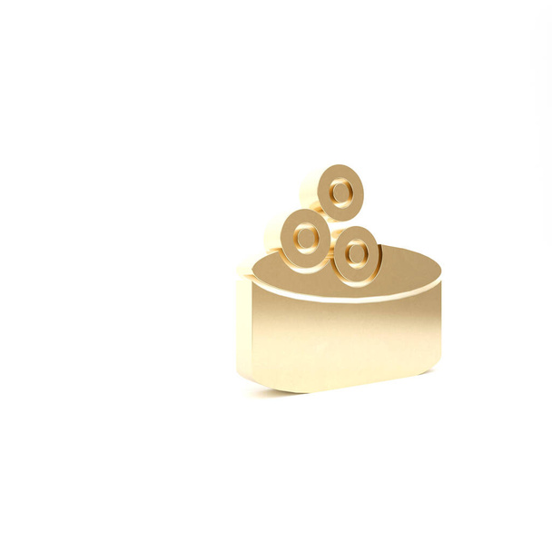 Arany konzervdoboz kaviár ikon elszigetelt fehér alapon. 3d illusztráció 3D render - Fotó, kép