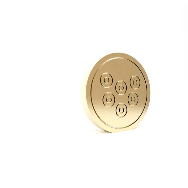 Gold-Kaviar auf einem Teller-Symbol auf weißem Hintergrund. 3D Illustration 3D Renderer - Foto, Bild