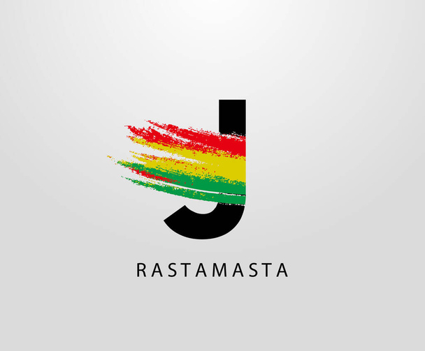 J carta logotipo com salpicos e Rasta cor. Carta J Reggae
 - Vetor, Imagem
