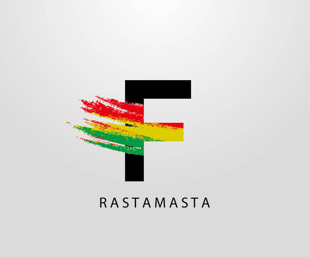 Sıçrayan ve Rasta Renkli F Harfi Logosu. F harfi Reggae - Vektör, Görsel