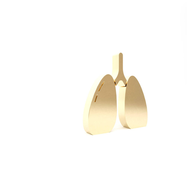 Icona Gold Lungs isolata su sfondo bianco. Illustrazione 3d rendering 3D - Foto, immagini