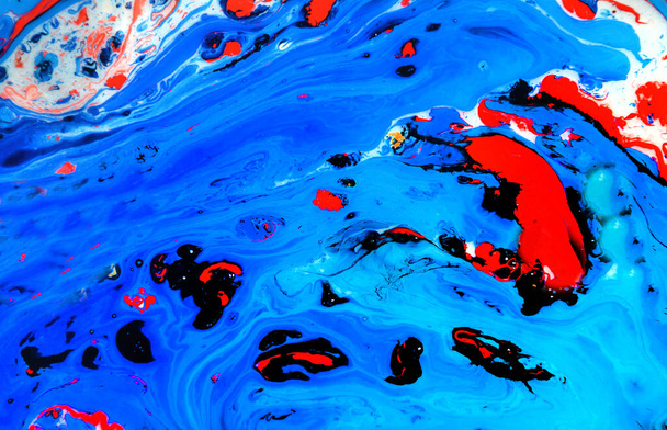 Fotografie Splash paint.Closeup abstraktní barevné mísení vody, akrylu, oleje a mléka pro použití jako obrázek na pozadí. Akrylové textury s mramorem nebo oceánem vzor, multi barevné pozadí fotografie - Fotografie, Obrázek