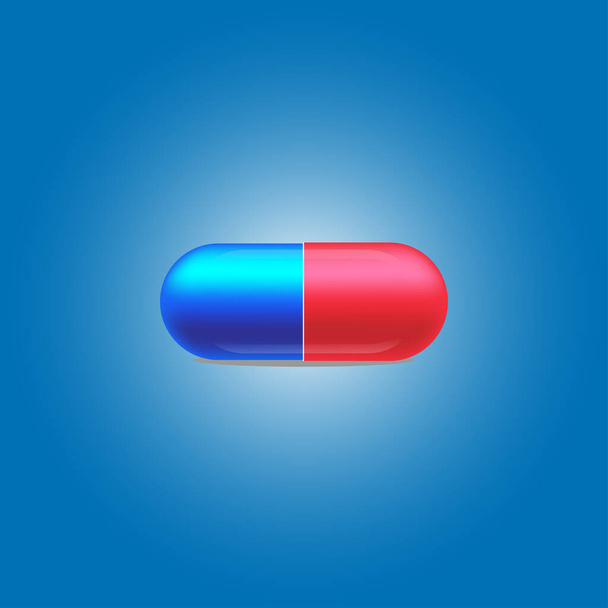  Pilleri punainen ja sininen kuvake eristetty taustalla. Lääketieteen ja sairaalan käsite. Vektoriesimerkki - Vektori, kuva