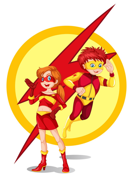 A male and a female superhero - Vector, Image