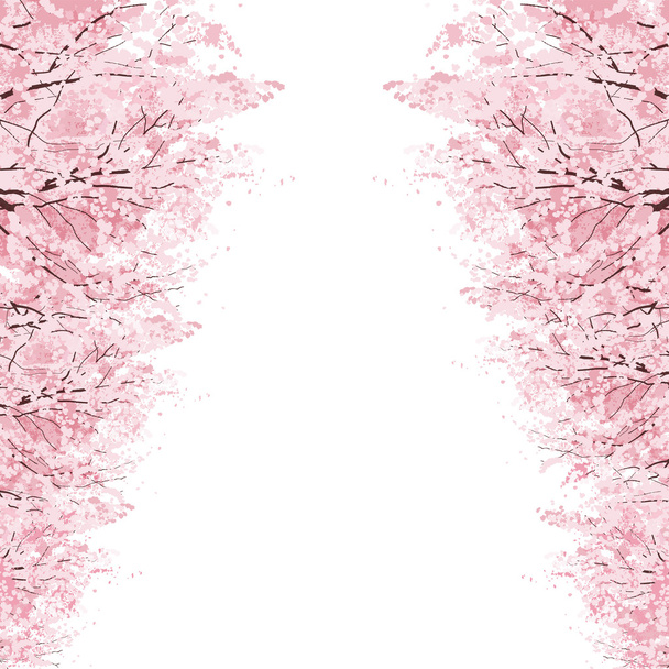 sorok a cseresznyevirág fák - Vektor, kép