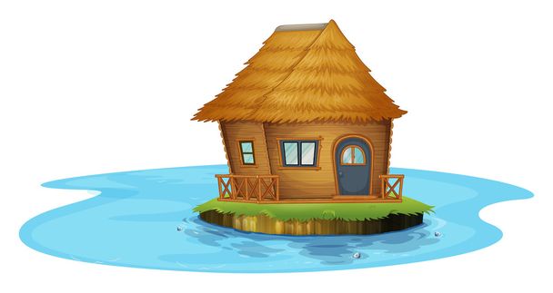 Une île avec une petite maison
 - Vecteur, image