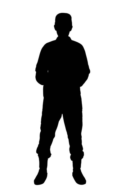 Silhouette of soldier in uniform on white background. Military service - Fotó, kép
