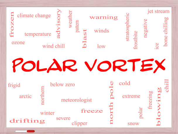 Vórtice polar Word Cloud Concept en una pizarra blanca
 - Foto, Imagen
