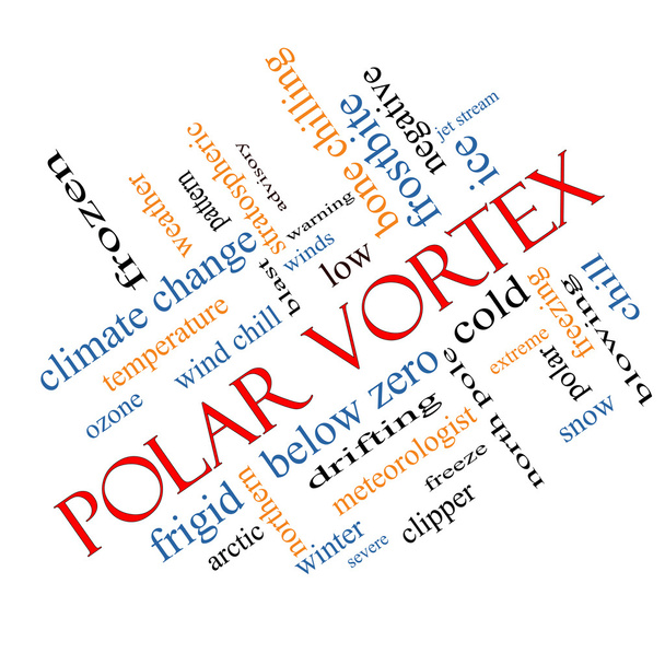 Conceito de nuvem de palavra de vórtice polar angulado
 - Foto, Imagem