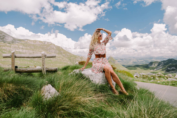 beautiful woman relax at countryside on vacation summer - Photo, Image