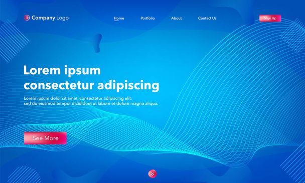 Asbtract background website Landing Page. Template for websites, or apps. Modern design.Blue. Abstract vector style - Vektor, kép