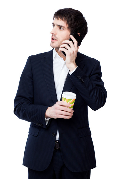 Businessman hold coffee cup - Foto, Imagen