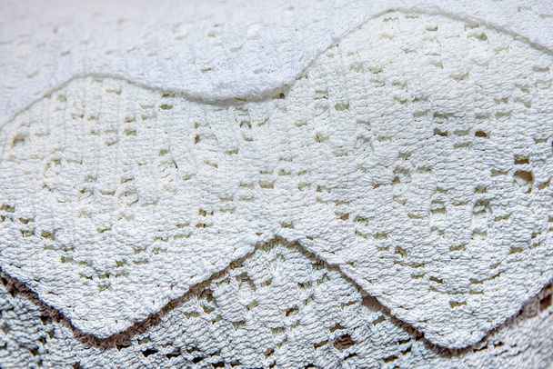 Fehér hímzés. A kézi készítésű purl részletei - Fotó, kép