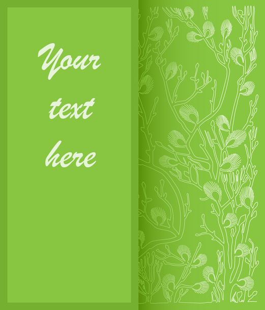 zöld vektor kártya virágos háttérrel - Vektor, kép