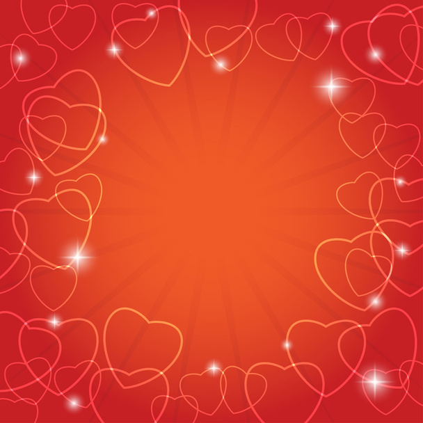 red vector card with hearts for valentine day - Vecteur, image
