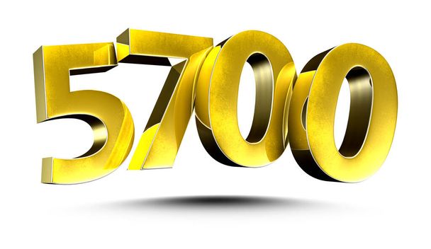 3D-kuvitus Kultainen numero 5700 eristetty valkoisella taustalla. (leikkauspolulla). - Valokuva, kuva