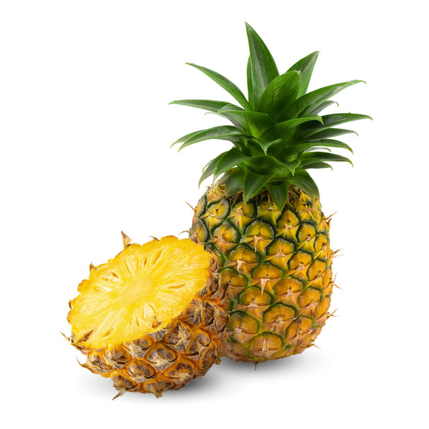 Ripe pineapple is tropical fruit isolated on white background. - Fotoğraf, Görsel