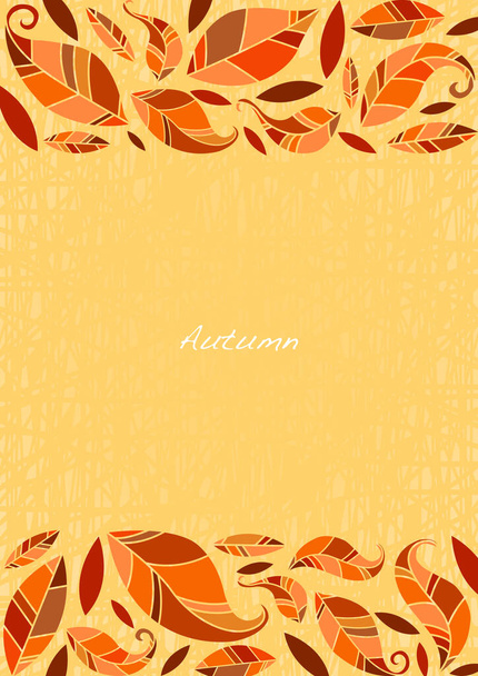 Autumn flat leaves frame vector background for decoration on fall and Thanksgiving seasonal. - Vector, Image