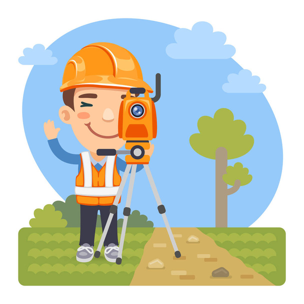 Cartoon Land Surveyor - Vetor, Imagem