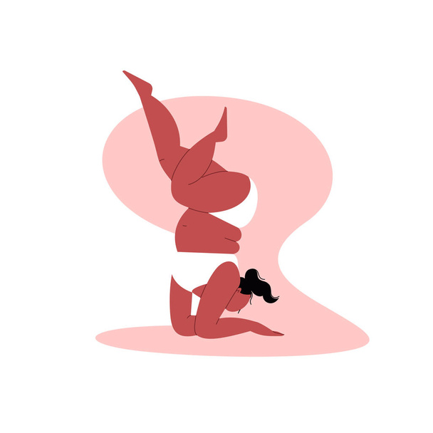 Black fat woman doing yoga - Vector, Image
