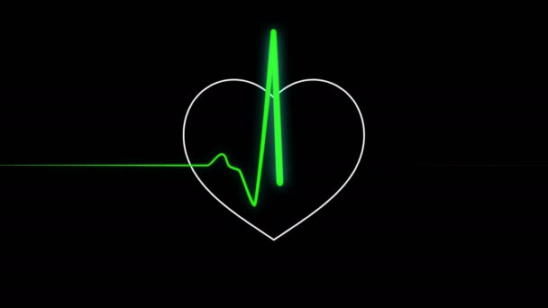Serce bije płasko. EKG lub EKG tętna na ekranie wyświetlacza medycznego - Materiał filmowy, wideo