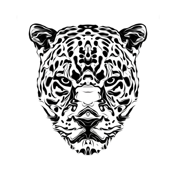 white leopard  head art tattoo - Photo, Image