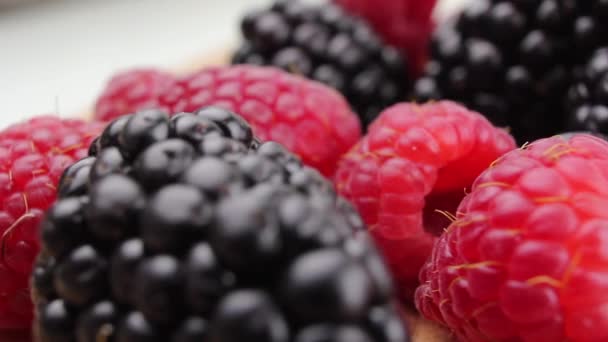blackberries and raspberries macro  video - Footage, Video