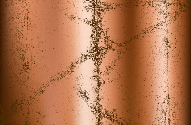 Luxury golden, copper metal gradient background with distressed cracked concrete texture. Vector illustration - Vector, Image