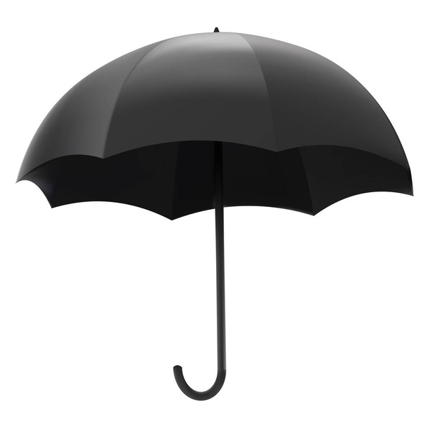 Beyaz arkaplanda izole edilmiş boş siyah şemsiye temsili - Vektör, Görsel