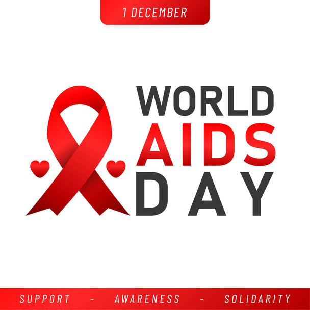 World AIDS day poster. Aids Awareness Red Ribbon. Vector illustration. - Vector, Image