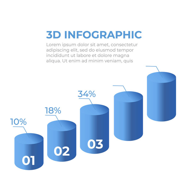 Statistics 3d graph bar chart. Infographic steps and options. Chart and graph presentation - Vector, Image