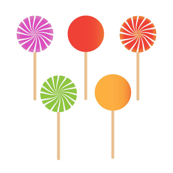 Candy lollipops vector. Sweet sugar candy stick - Vector, Image