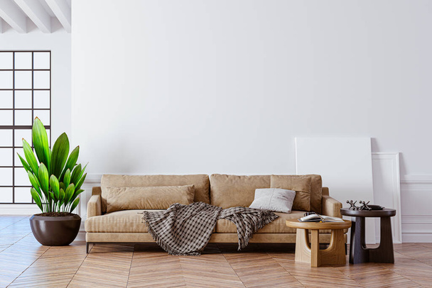 3d render of beautiful clean interior with sofa  - Φωτογραφία, εικόνα