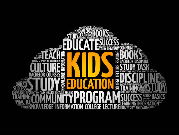 Kids Education word cloud collage, education concept background - Vector, imagen
