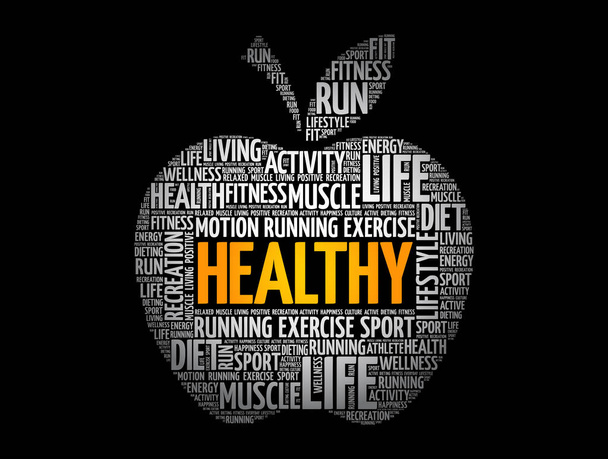 HEALTHY apple word cloud, health concept - Vektori, kuva