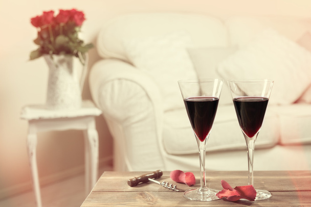 Glasses Of Red Wine - Fotoğraf, Görsel