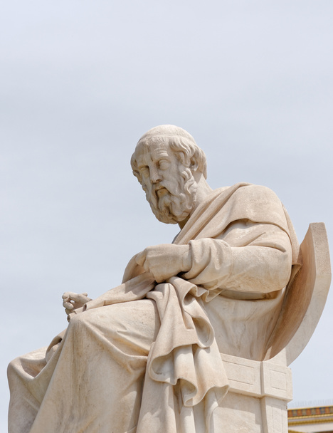 Eflatun antik Yunan filozof mermer heykeli, Atina Yunanistan, yazı yazmak için alan - Fotoğraf, Görsel