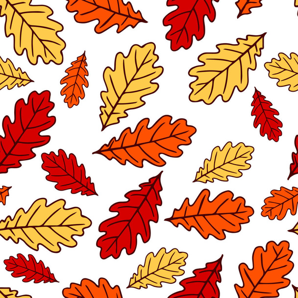 Seamless pattern with autumn oak leaves in orange, beige, brown. Perfect for wallpaper, gift paper, pattern fills, web page background, autumn greeting cards. - Vektori, kuva