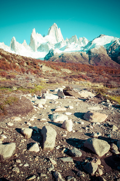 Beautiful nature landscape with Mt. Fitz Roy as seen in Los Glaciares National Park, Patagonia, Argentina - Photo, Image