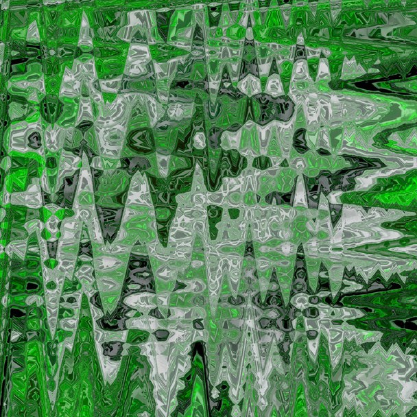 Zigzag çizgili desen, saydam efektli yeşil ve deniz mavisi sonsuz arkaplan. Dekoratif ağ birleştirme motifi. Yeşil kaplama süslemesi - Fotoğraf, Görsel