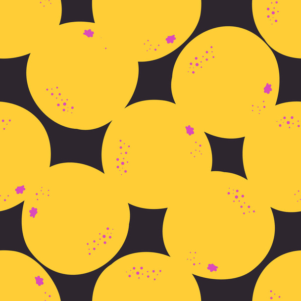 Pink Grapefruit. Exotic juicy fruit pattern. Vector seamless background made in funny doodle style. Clipart food elements. Hand painted elements. - Vetor, Imagem