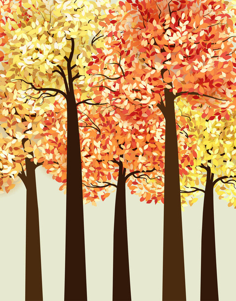 Осенний разноцветный лес
 - Вектор,изображение