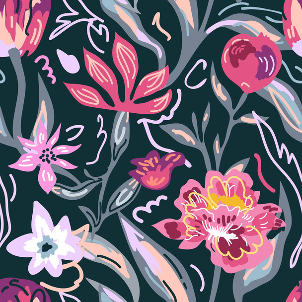 Sketchy floral print. - Vetor, Imagem
