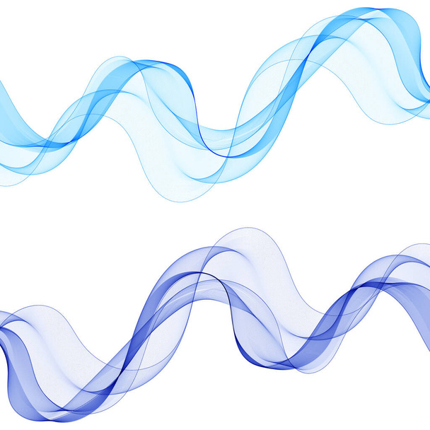 Set of colored waves. vector abstract background. Blue wavy lines. - Vector, Image