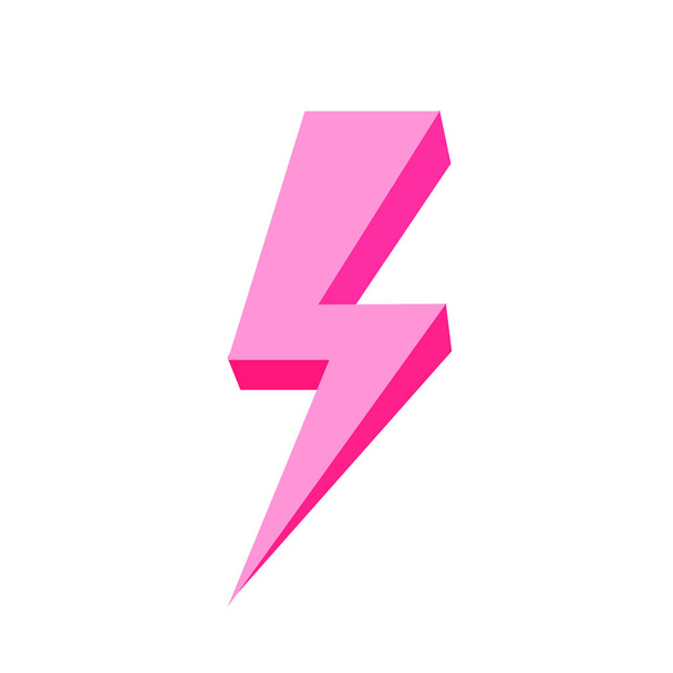 рожевий грім значок ізольований на білому тлі, символ грому рожевий плаский ліжко, кліп-арт грім, 3d грім рожевий для логотипу
 - Вектор, зображення